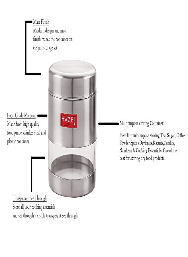 HAZEL Stainless Steel Airtight Container - 500 ml, 3 Pieces, Silver - Image 4